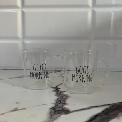 لیوان پیرکس مدل Good Morning