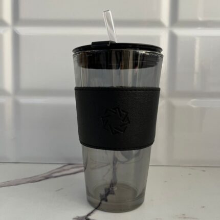 ماگ دور چرم مشکی نی دار